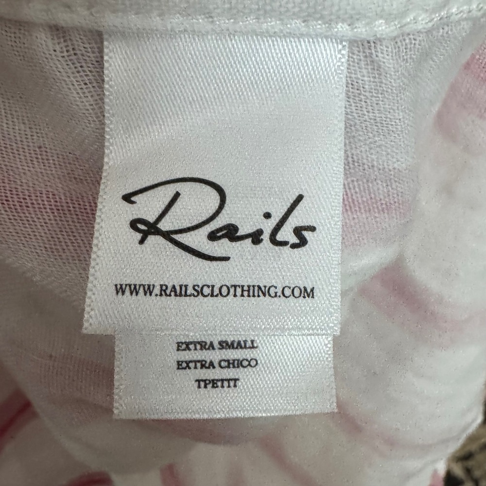Rails NWT Reagan Flannel Shirt XS White Pink Button Down 100% Cotton Top - Picture 6 of 8